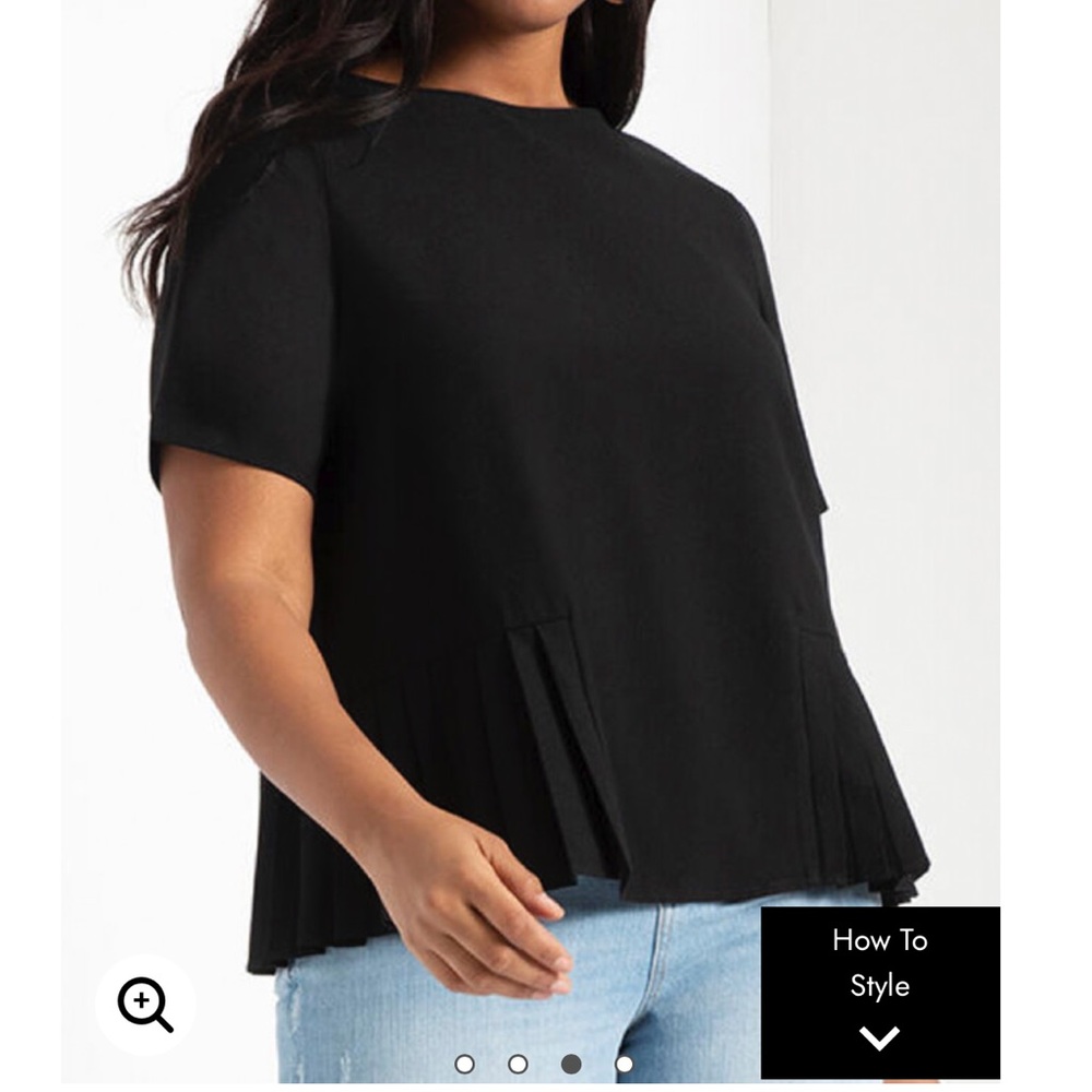 Eloquii black Pleated Hem Top size 14